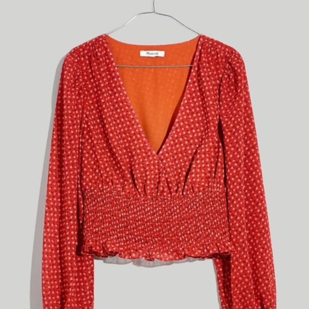 Madewell Lightspun Julianne Smocked-Waist Top